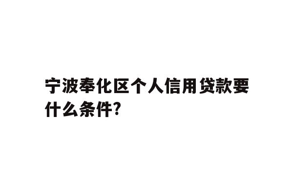 宁波奉化区个人信用贷款要什么条件?
