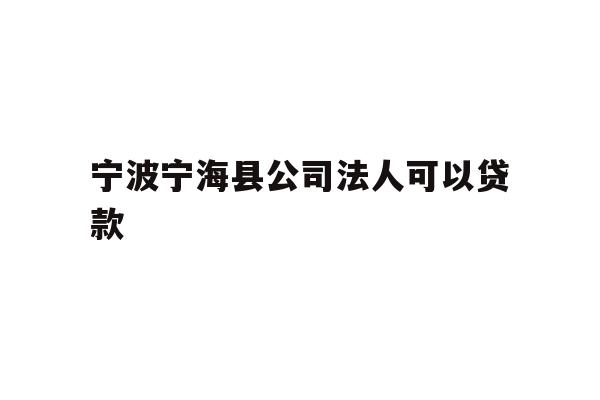 宁波宁海县公司法人可以贷款
