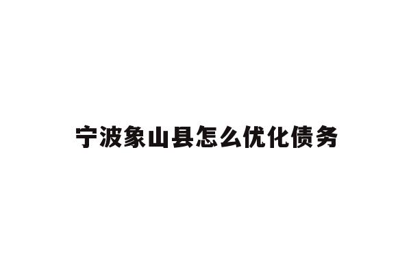 详细阅读:宁波象山县怎么优化债务 宁波象山县怎么优化债务