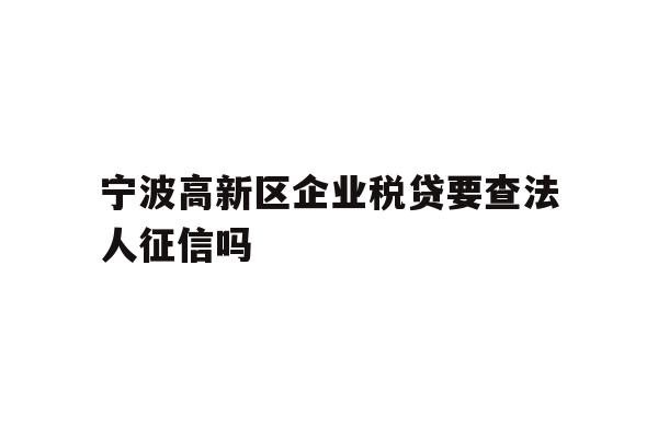 宁波高新区企业税贷要查法人征信吗