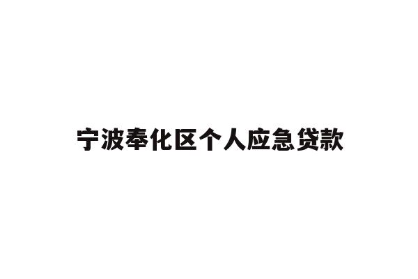 宁波奉化区个人应急贷款