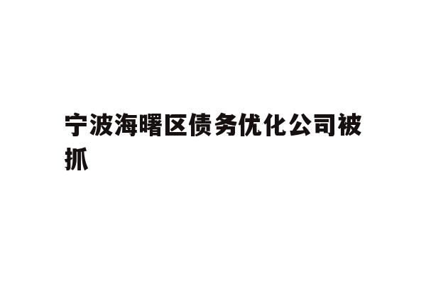 宁波海曙区债务优化公司被抓