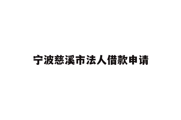 宁波慈溪市法人借款申请