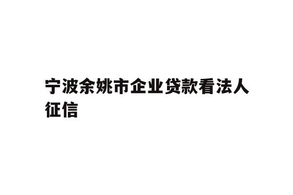 宁波余姚市企业贷款看法人征信