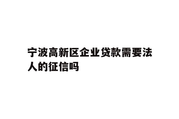 宁波高新区企业贷款需要法人的征信吗