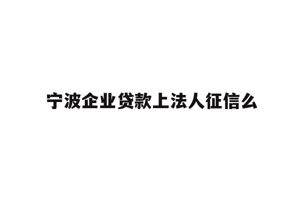 宁波企业贷款上法人征信么