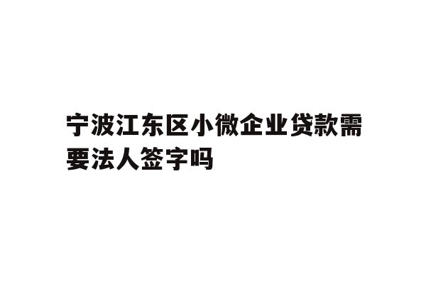 宁波江东区小微企业贷款需要法人签字吗