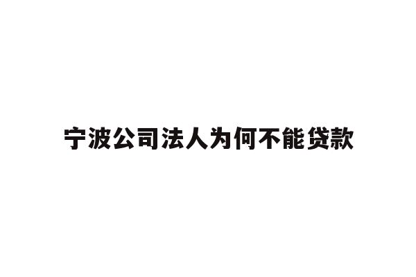 宁波公司法人为何不能贷款