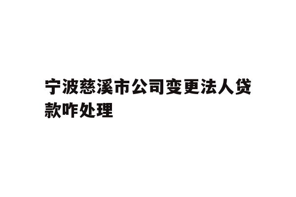 宁波慈溪市公司变更法人贷款咋处理