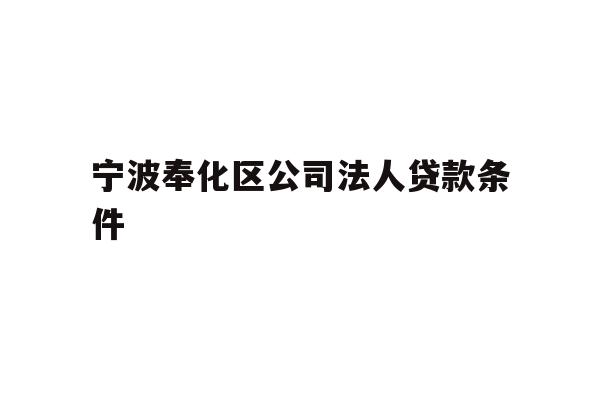 宁波奉化区公司法人贷款条件