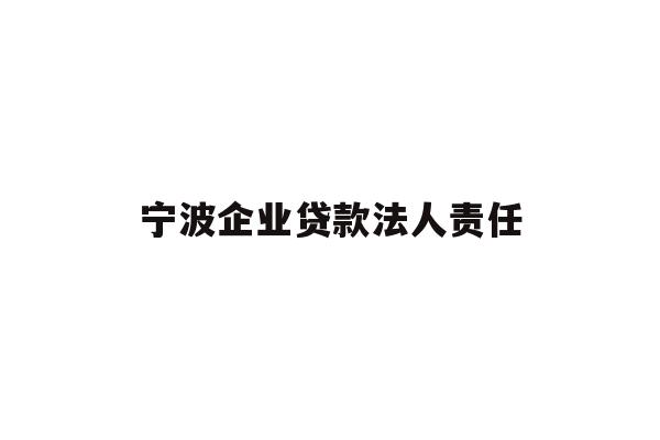 宁波企业贷款法人责任