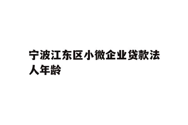 宁波江东区小微企业贷款法人年龄