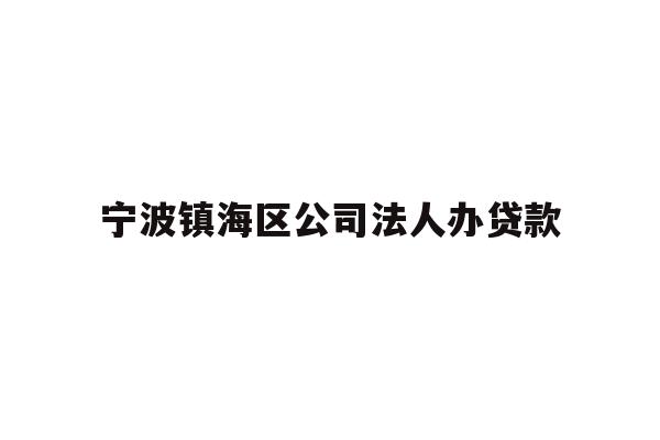 宁波镇海区公司法人办贷款