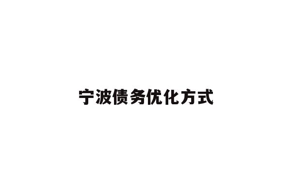 宁波债务优化方式