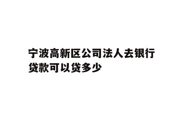 宁波高新区公司法人去银行贷款可以贷多少
