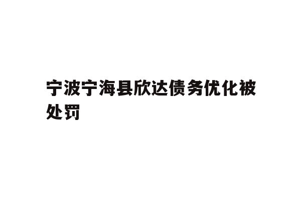 宁波宁海县欣达债务优化被处罚
