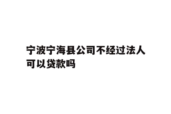 宁波宁海县公司不经过法人可以贷款吗