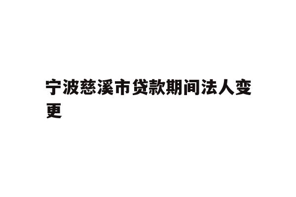 宁波慈溪市贷款期间法人变更