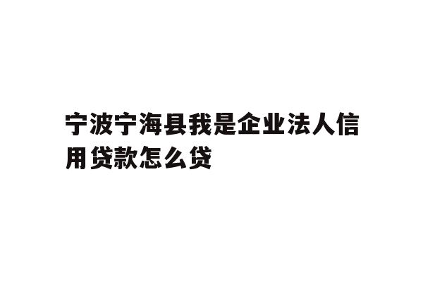 宁波宁海县我是企业法人信用贷款怎么贷
