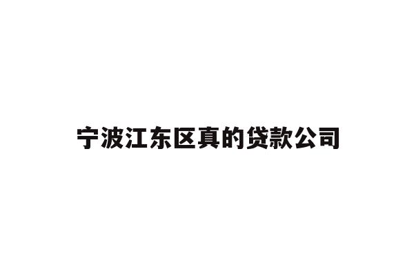 宁波江东区真的贷款公司