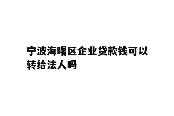 宁波海曙区企业贷款钱可以转给法人吗
