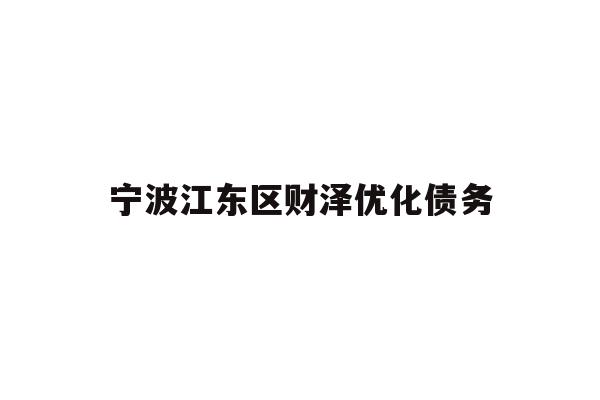 宁波江东区财泽优化债务
