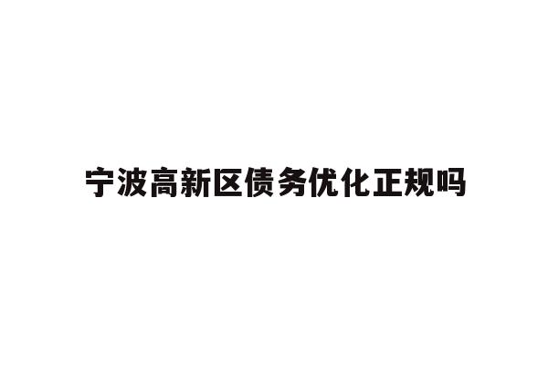 宁波高新区债务优化正规吗