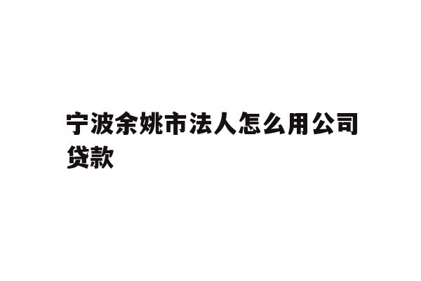 宁波余姚市法人怎么用公司贷款