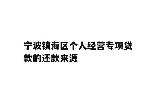 宁波镇海区个人经营专项贷款的还款来源