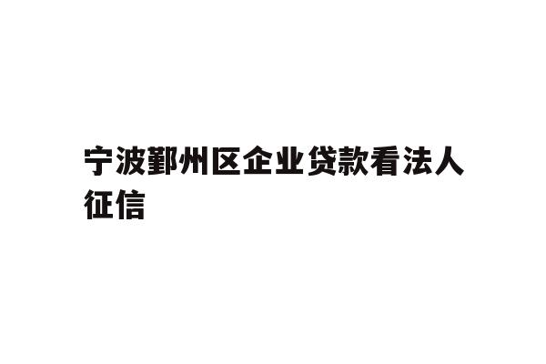 宁波鄞州区企业贷款看法人征信