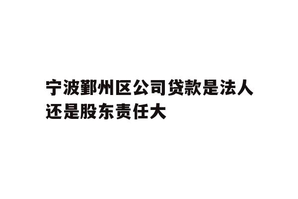 宁波鄞州区公司贷款是法人还是股东责任大