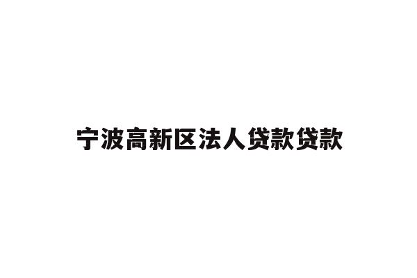 宁波高新区法人贷款贷款