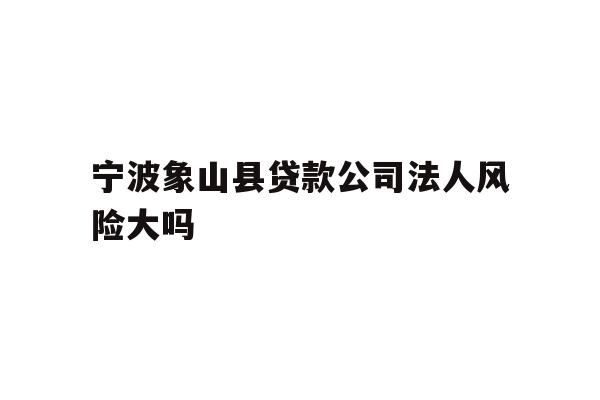 宁波象山县贷款公司法人风险大吗