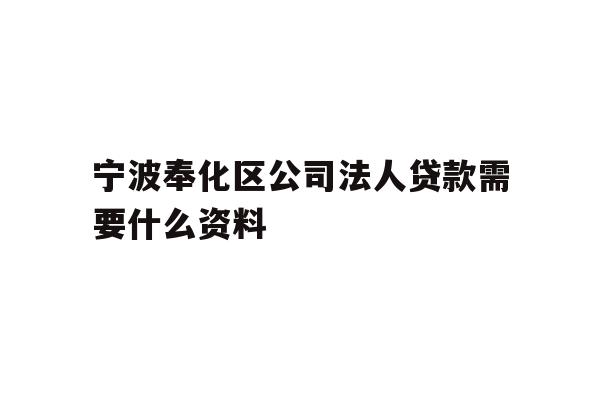 宁波奉化区公司法人贷款需要什么资料