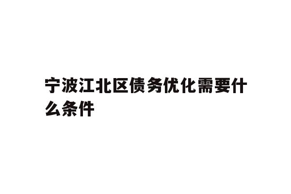宁波江北区债务优化需要什么条件
