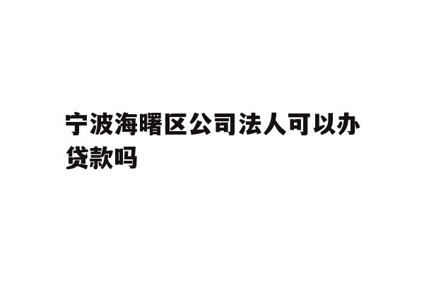 宁波海曙区公司法人可以办贷款吗