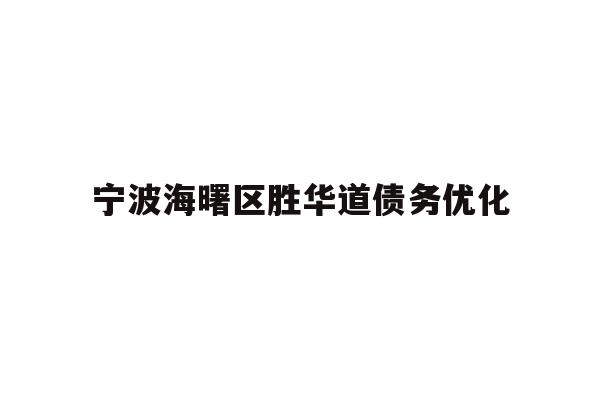 宁波海曙区胜华道债务优化