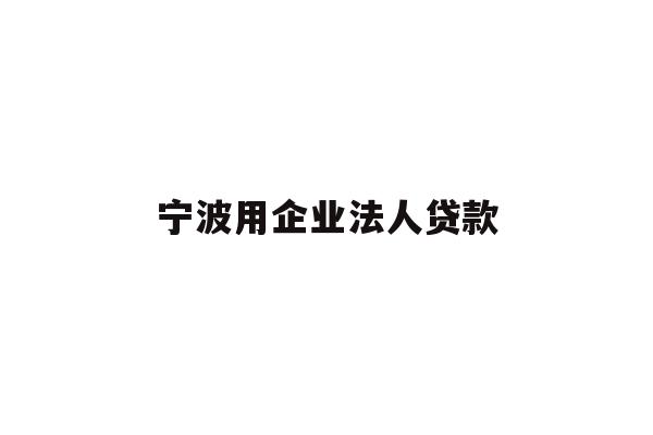宁波用企业法人贷款