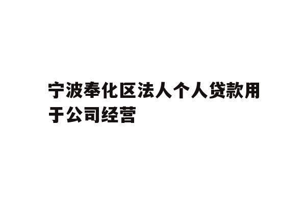 宁波奉化区法人个人贷款用于公司经营