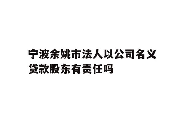 宁波余姚市法人以公司名义贷款股东有责任吗