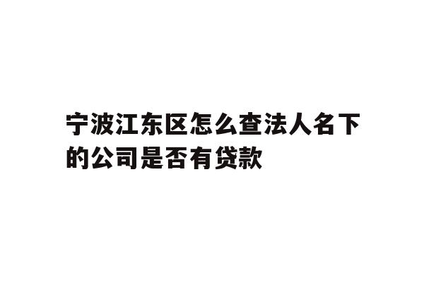 详细阅读:宁波江东区怎么查法人名下的公司是否有贷款 宁波江东区怎么查法人名下的公司是否有贷款