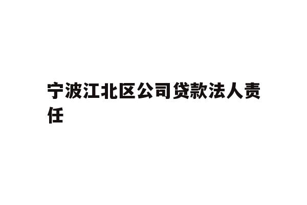 宁波江北区公司贷款法人责任