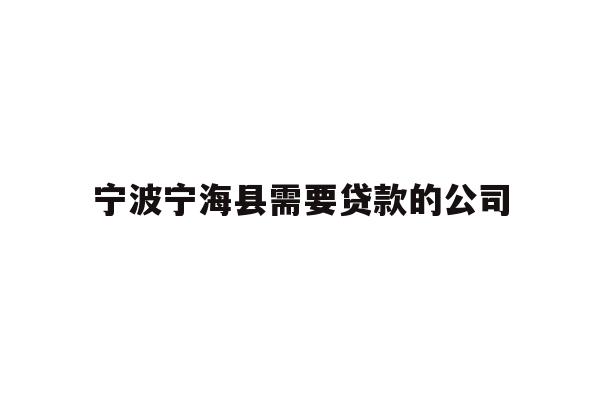 宁波宁海县需要贷款的公司