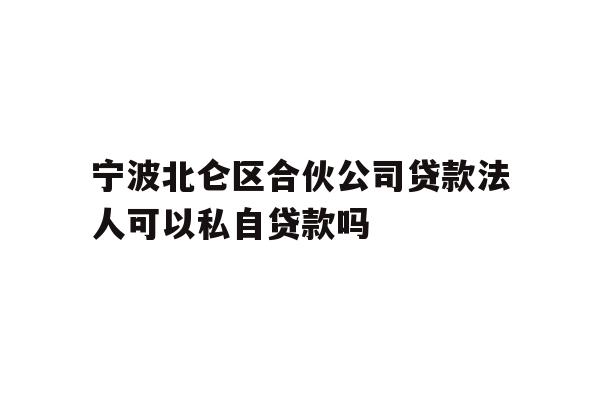 宁波北仑区合伙公司贷款法人可以私自贷款吗