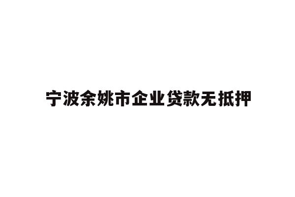 详细阅读:宁波余姚市企业贷款无抵押 宁波余姚市企业贷款无抵押