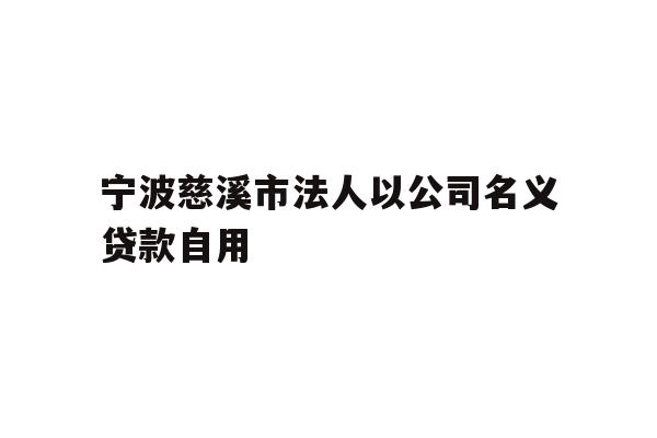 宁波慈溪市法人以公司名义贷款自用