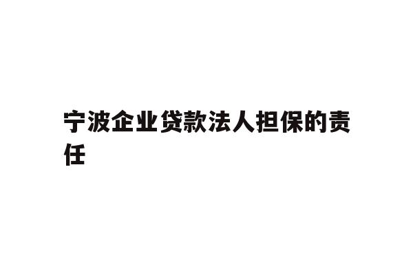 详细阅读:宁波企业贷款法人担保的责任 宁波企业贷款法人担保的责任