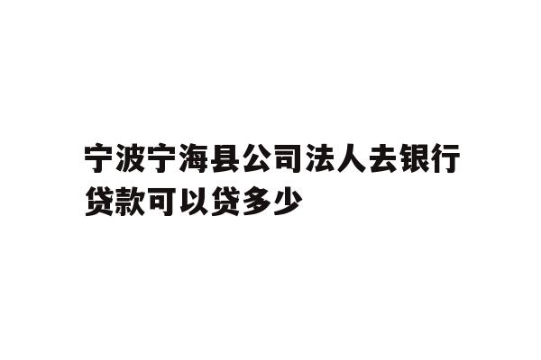 详细阅读:宁波宁海县公司法人去银行贷款可以贷多少 宁波宁海县公司法人去银行贷款可以贷多少