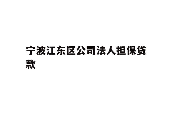 详细阅读:宁波江东区公司法人担保贷款 宁波江东区公司法人担保贷款