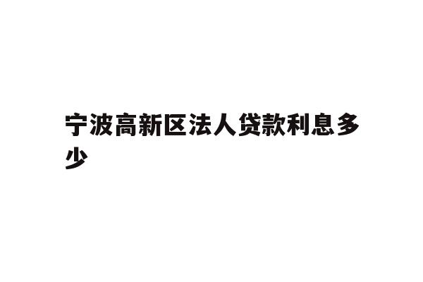 宁波高新区法人贷款利息多少